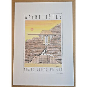 Unframed Lithograph "Frank Lloyd Wright" by Louis Hellman Archi-tetes Series WS9